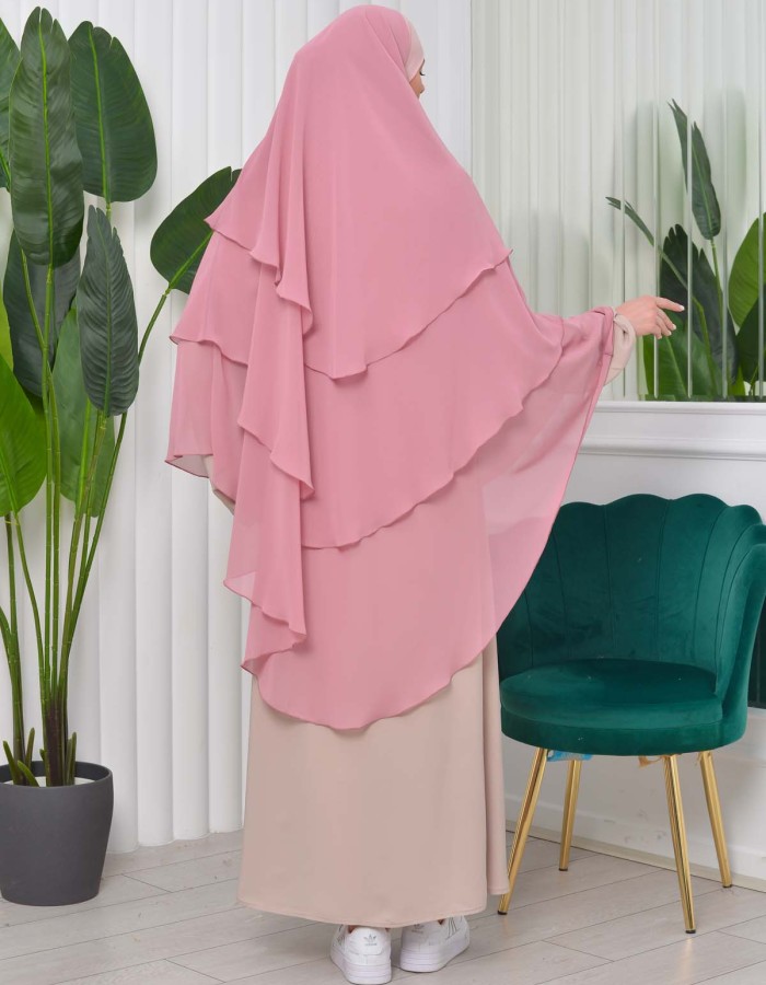 حجاب  شيفون 3 طبقات - درع 827 Pembe