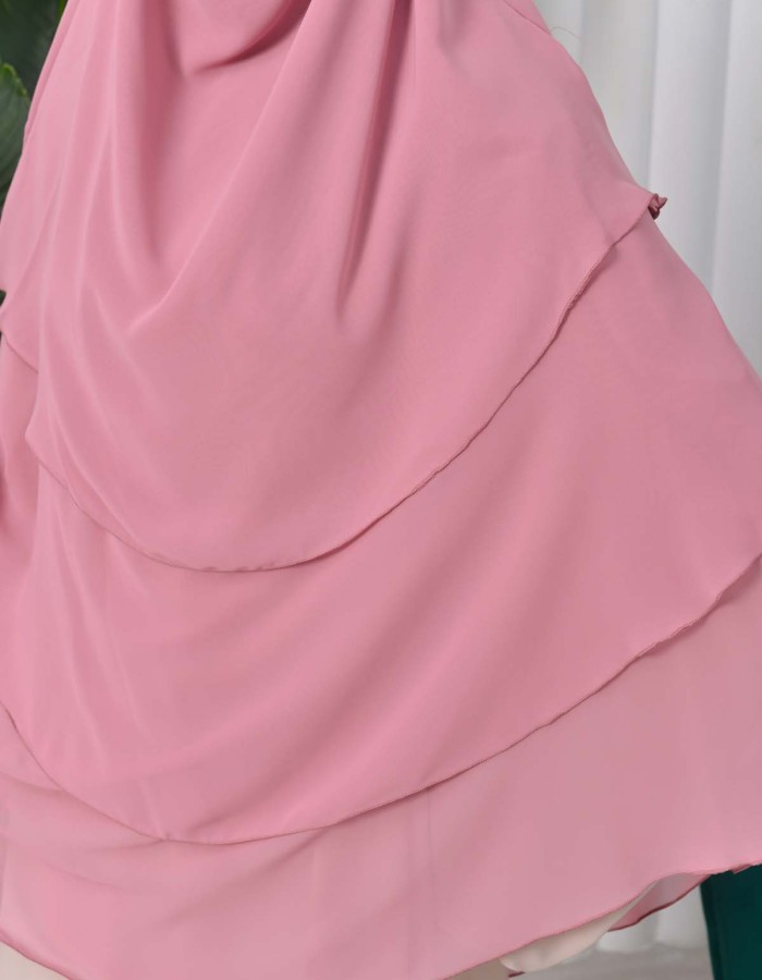 حجاب  شيفون 3 طبقات - درع 827 Pembe