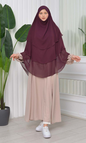 حجاب  شيفون 3 طبقات - درع 827 - توتي