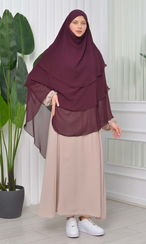 حجاب  شيفون 3 طبقات - درع 827 - توتي