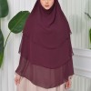 Chiffon Hijab Ready Made Veiled Practical Scarf 3 Layer - Cover Souffle 827 Vişne