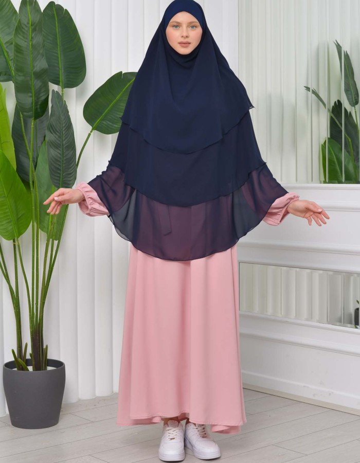 حجاب  شيفون 3 طبقات - درع 827 Lacivert