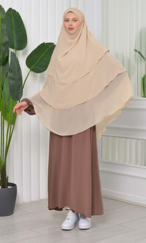 حجاب  شيفون 3 طبقات - درع 827 - طحيني