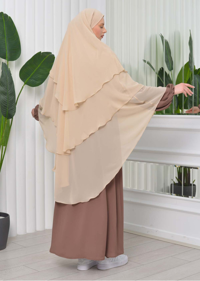 حجاب  شيفون 3 طبقات - درع 827 tahini