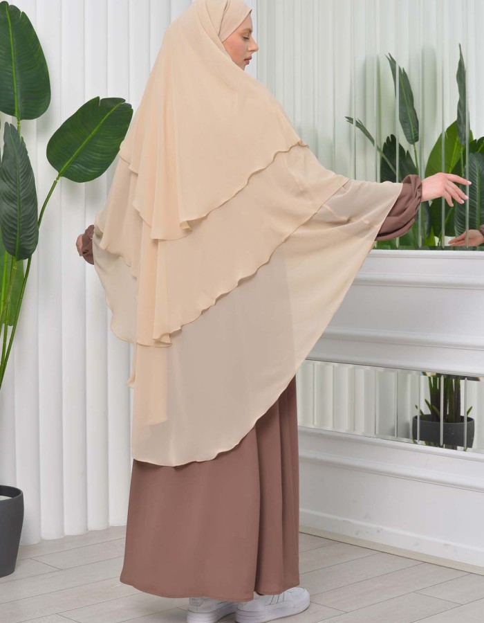 حجاب  شيفون 3 طبقات - درع 827 tahini