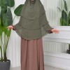 Chiffon Hijab Ready Made Veiled Practical Scarf 3 Layer - Cover Souffle 827 - dark khaki