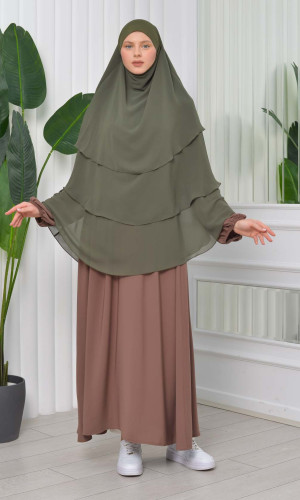 حجاب  شيفون 3 طبقات - درع 827 - عسكري
