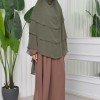 Chiffon Hijab Ready Made Veiled Practical Scarf 3 Layer - Cover Souffle 827 - dark khaki