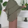 Chiffon Hijab Ready Made Veiled Practical Scarf 3 Layer - Cover Souffle 827 - dark khaki