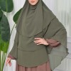 Chiffon Hijab Ready Made Veiled Practical Scarf 3 Layer - Cover Souffle 827 - dark khaki