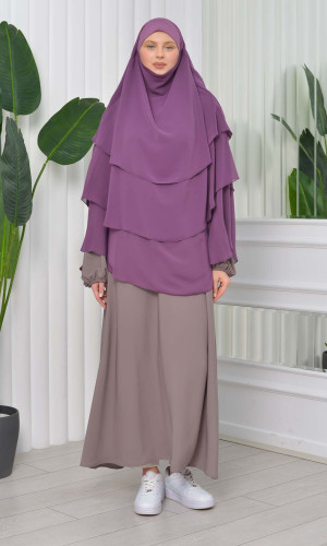 Chiffon Hijab Ready Made Veiled Practical Scarf 3 Layer - Cover Souffle 827 - Lavendel