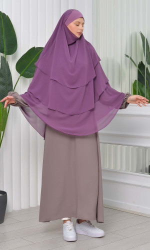 Chiffon Hijab Ready Made Veiled Practical Scarf 3 Layer - Cover Souffle 827 - Lavendel