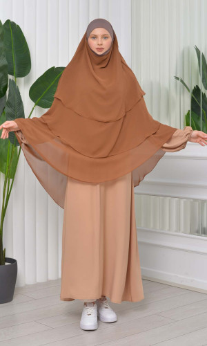 حجاب  شيفون 3 طبقات - درع 827 - ترابي