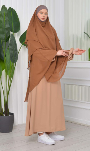 حجاب  شيفون 3 طبقات - درع 827 - ترابي