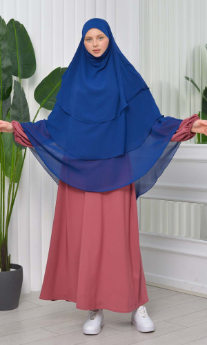 حجاب  شيفون 3 طبقات - درع 827 - بترولي