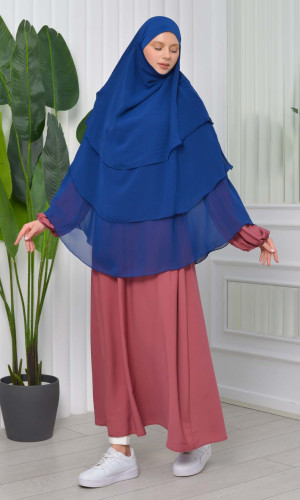 حجاب  شيفون 3 طبقات - درع 827 - بترولي