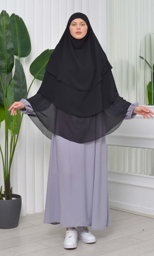 حجاب  شيفون 3 طبقات - درع 827 - اسود