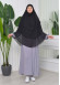 Şifon Şal Hazır Peçeli Pratik Eşarp Tesettür Hijab 3 Katman - Örtüsü Sufle 827 Siyah