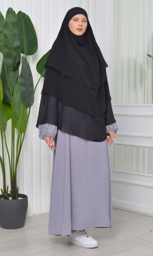 حجاب  شيفون 3 طبقات - درع 827 - اسود