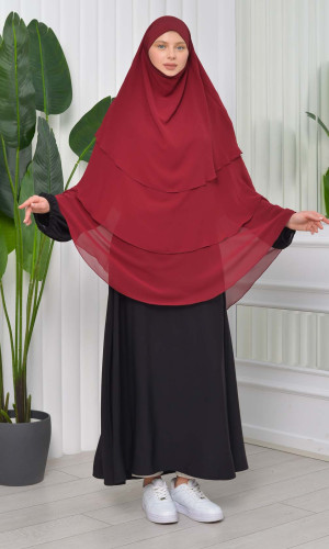 حجاب  شيفون 3 طبقات - درع 827 - خمري