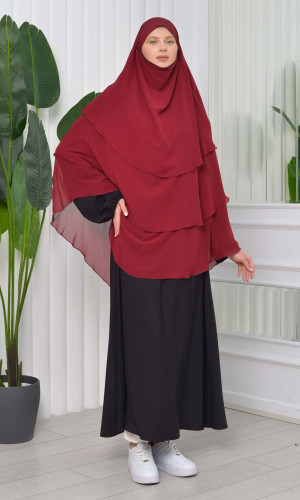 حجاب  شيفون 3 طبقات - درع 827 - خمري