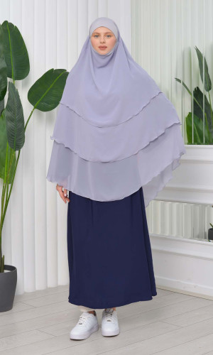 حجاب  شيفون 3 طبقات - درع 827 - فضي