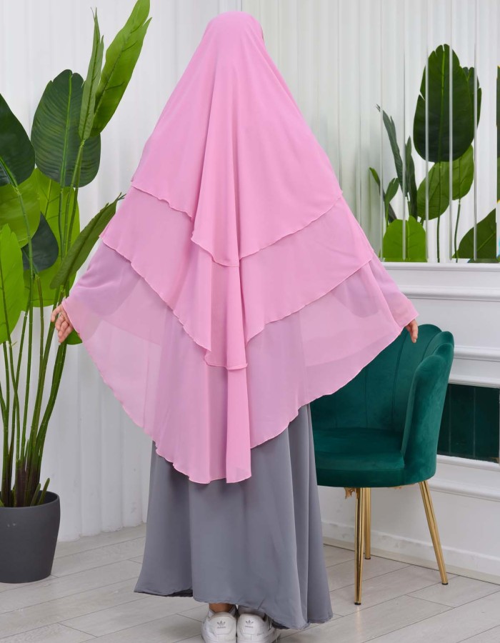 حجاب  شيفون 3 طبقات - درع 827 Açık Pembe