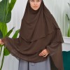 Chiffon Hijab Ready Made Veiled Practical Scarf 3 Layer - Cover Souffle 827 - kuyu kahve rengı