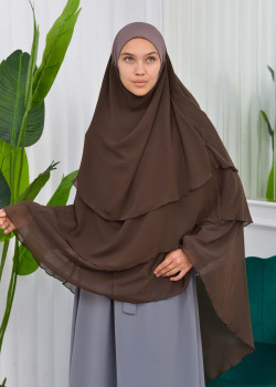 حجاب  شيفون 3 طبقات - درع 827 - بني غامق