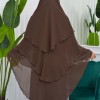 Chiffon Hijab Ready Made Veiled Practical Scarf 3 Layer - Cover Souffle 827 - kuyu kahve rengı