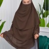 Chiffon Hijab Ready Made Veiled Practical Scarf 3 Layer - Cover Souffle 827 - kuyu kahve rengı