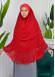 Şifon Şal Hazır Peçeli Pratik Eşarp Tesettür Hijab 3 Katman - Örtüsü Sufle 827 Kırmızı