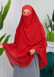 Şifon Şal Hazır Peçeli Pratik Eşarp Tesettür Hijab 3 Katman - Örtüsü Sufle 827 Kırmızı