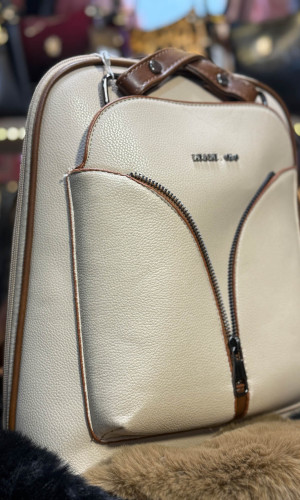 حقيبة ظهر نسائية جلدية فاخرة - كود 969 - بيج