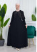 Stone Embroidered Veiling Abaya Evening Dress 634 Siyah