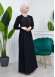 Stone Embroidered Veiling Abaya Evening Dress 634 Siyah