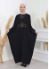 Stone Embroidered Bat Hijab Evening Dress 638 Siyah