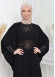 Stone Embroidered Bat Hijab Evening Dress 638 Siyah