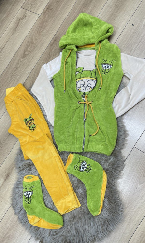 بيجاما نسائية مخمل 4 قطع 1087 - كيوي