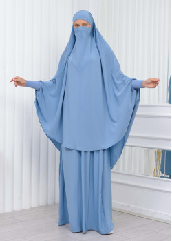 سدال شرعي قطعتين قماش المدينة أكمام ليكرا (شرشف , جلباب شرعي) 822 - ريشي