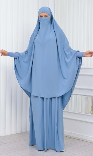 سدال شرعي قطعتين قماش المدينة أكمام ليكرا (شرشف , جلباب شرعي) 822 - ريشي