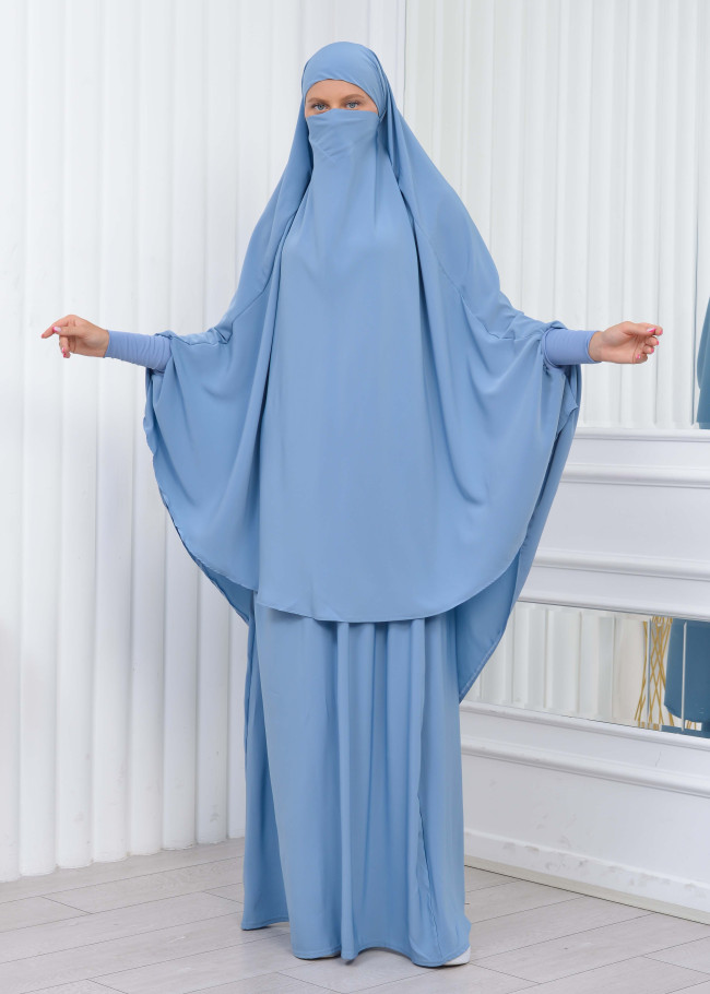 ISLAMIC WEARING Hijab 2Pieces Madine LIGRA Sleeve 822 Bebe Mavi
