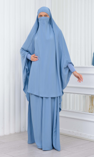 سدال شرعي قطعتين قماش المدينة أكمام ليكرا (شرشف , جلباب شرعي) 822 - ريشي