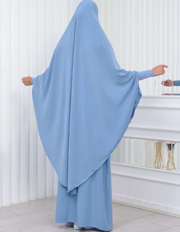 سدال شرعي قطعتين قماش المدينة أكمام ليكرا (شرشف , جلباب شرعي) 822 Bebe Mavi