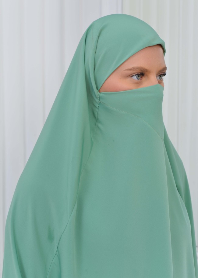 سدال شرعي قطعتين قماش المدينة أكمام ليكرا (شرشف , جلباب شرعي) 822 Mint