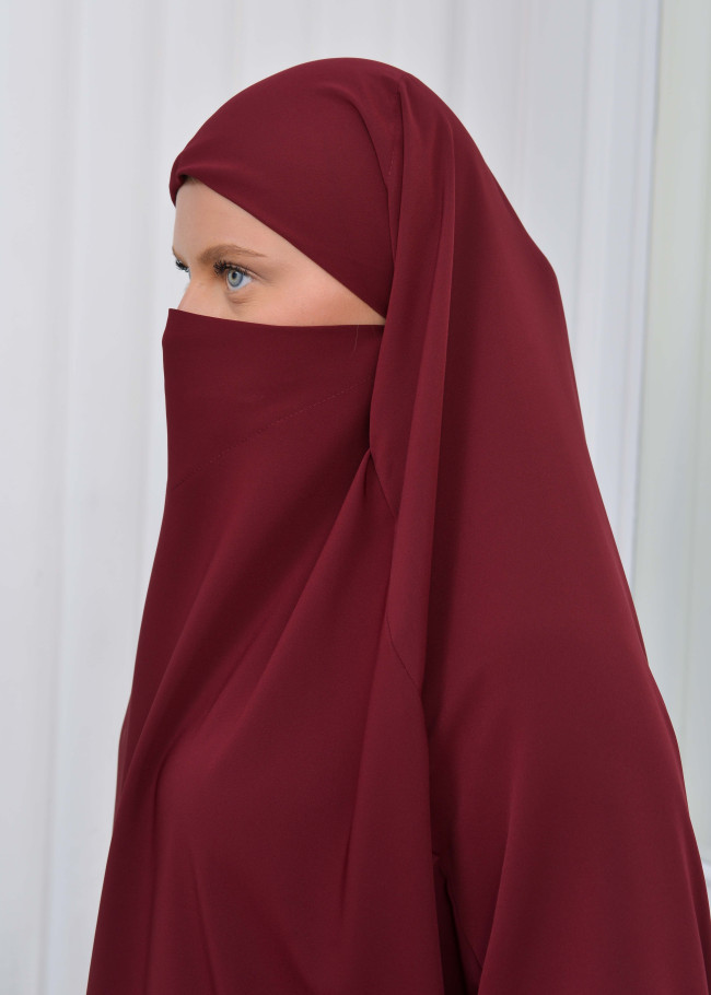 سدال شرعي قطعتين قماش المدينة أكمام ليكرا (شرشف , جلباب شرعي) 822 Bordo