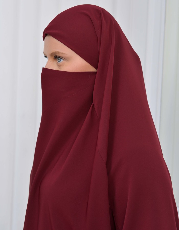سدال شرعي قطعتين قماش المدينة أكمام ليكرا (شرشف , جلباب شرعي) 822 Bordo