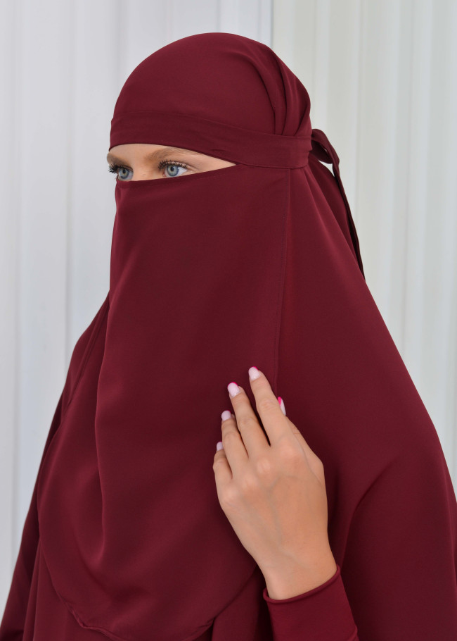 سدال شرعي قطعتين قماش المدينة أكمام ليكرا (شرشف , جلباب شرعي) 822 Bordo