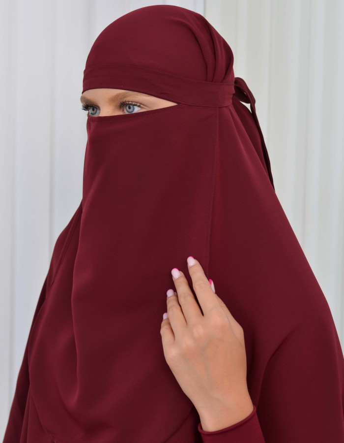 سدال شرعي قطعتين قماش المدينة أكمام ليكرا (شرشف , جلباب شرعي) 822 Bordo