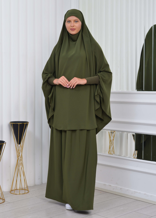 ISLAMIC WEARING Hijab 2Pieces Madine LIGRA Sleeve 822 Haki